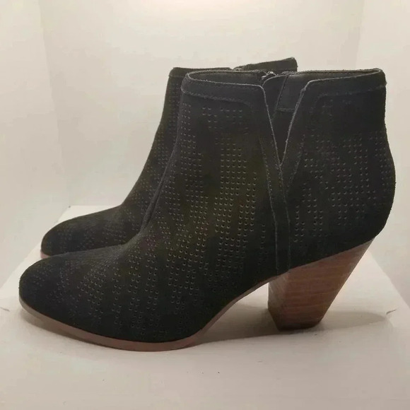 Violet & Red Black Leather Suede Western Style Jensen Booties Sz 8M - Picture 2 of 16